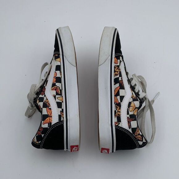 Vans classic black and white checkered with orange butterfly pint womans size 7 - Picture 6 of 10